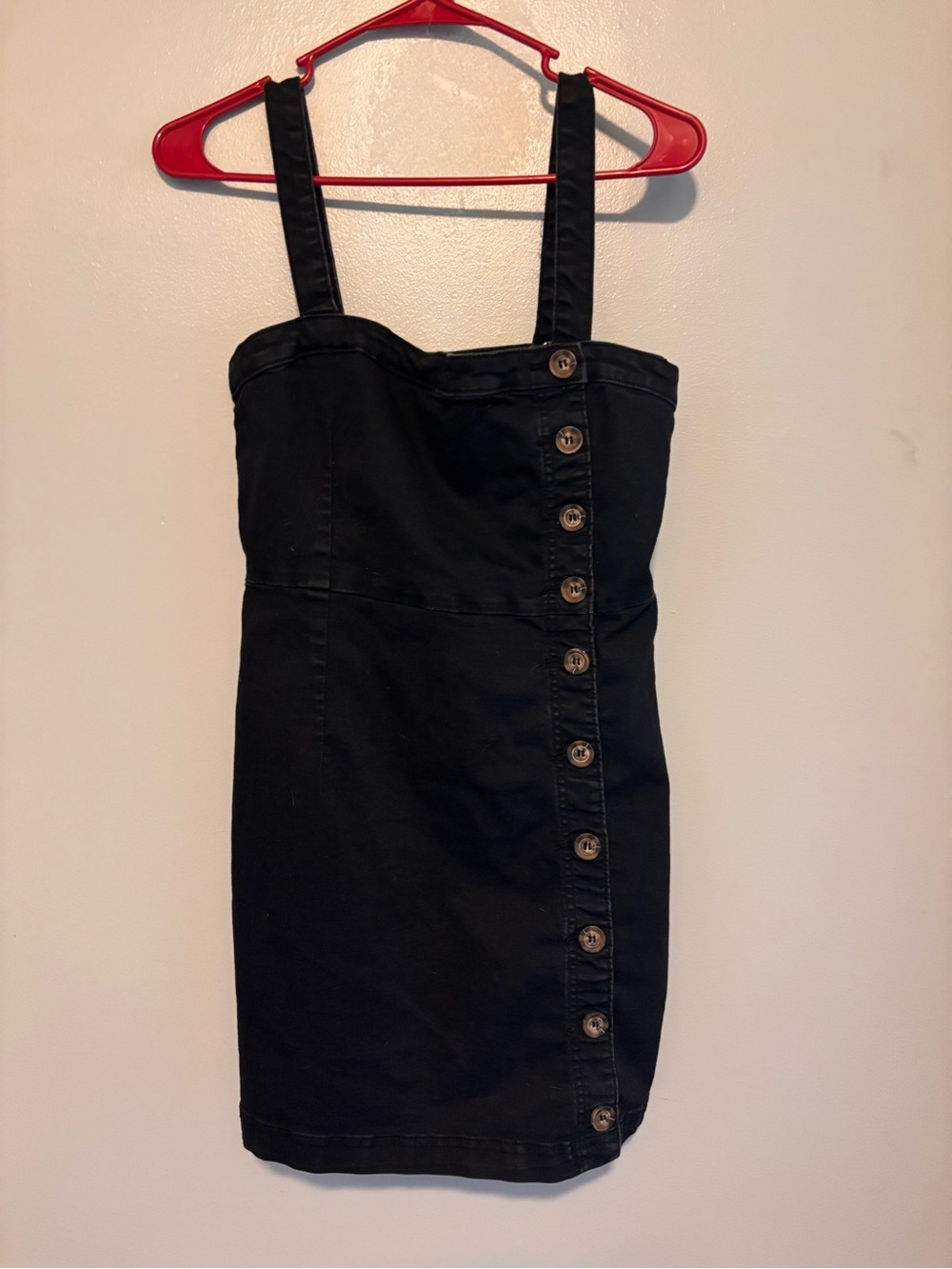 Black Button-Front Strap Dress - Women